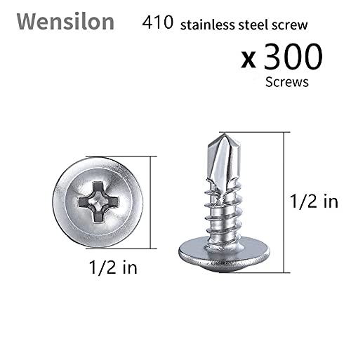 Wensilon竊?00pcs竊?8횞1/2?쓋or Sheet Metal Self-Tapping Screws 410 Stainless Steel Truss Head High-Strength Quick Tapping Screws
