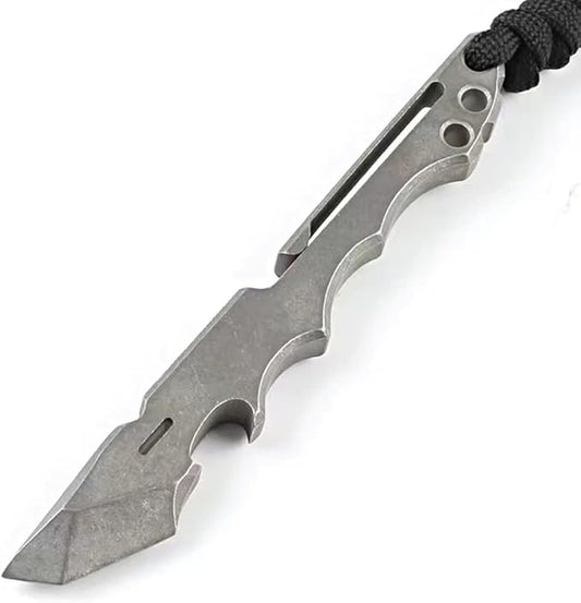 Titanium Pry Bar, Outdoor Multi-functional Pry Bar EDC Tools,Mini Pry Bar with Crowbar, Bottle Opener, Pocket Clip and Lanyard Hole/Grey