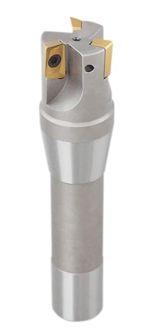 Accusize Industrial Tools 1-1/4'' by 5-27/32'' 90 Degree R8 Shank Indexable End Mills with 3 Apkt1604 Carbide Inserts Installed, 0028-6904