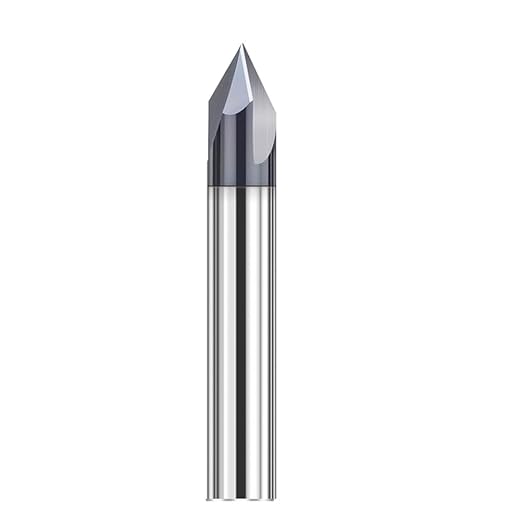 ASNOMY 1Pc 1/4"(6mm) Carbide V Groove Router Bit 60 Degree Chamfer End Mill, 3 Flutes CNC milling Cutter end Mill Bits for CNC Carving and Chamfering