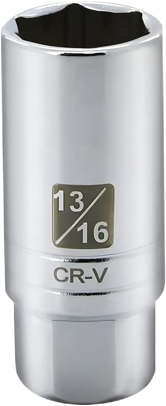 13/16-inch Magnetic Spark Plug Socket 3/8-inch Drive 6-Point Powerful Magnet Retains Spark Plugs Chrome Vanadium Steel