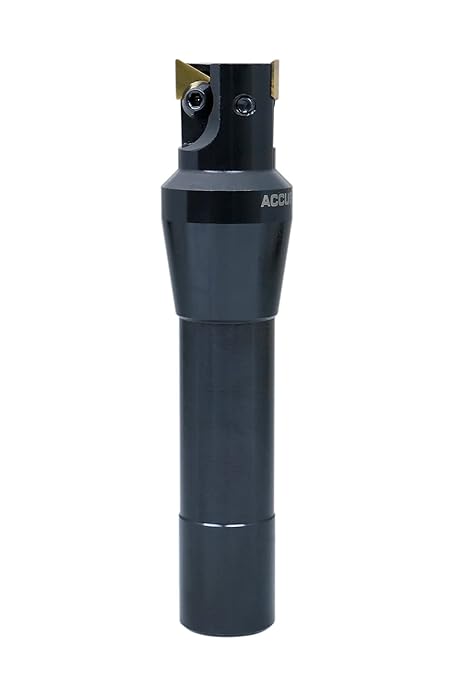Accusize Industrial Tools 1'' Carbide Indexable End Mill, R8 Shank, 2 Flute, with Tpg22 Inserts, 0046-0915