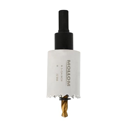 Mollom (32mm | 1-1/4") HSS M42 with 8% Cobalt BI-Metal Hole Saw with 2 Pilot Drill Bits & Arbor Smooth Cutting for PVC,Drywall,Wood,Plastic,Gypsum Board,Rubber
