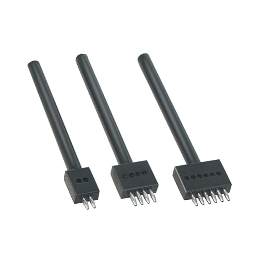 Leather Round Hole Punching Tool 3pcs Prong Punch Tool Set with 2/4/6 Prong Options for Precise Round Hole Punching DIY Leather Craft (4MM)