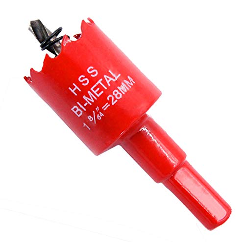 Hole Saw Drill Bit LAIWEI HSS Hole Cutter with Arbor for Wood,PVC Board and Plasterboard(1-1/8"(28mm Hole Saw))