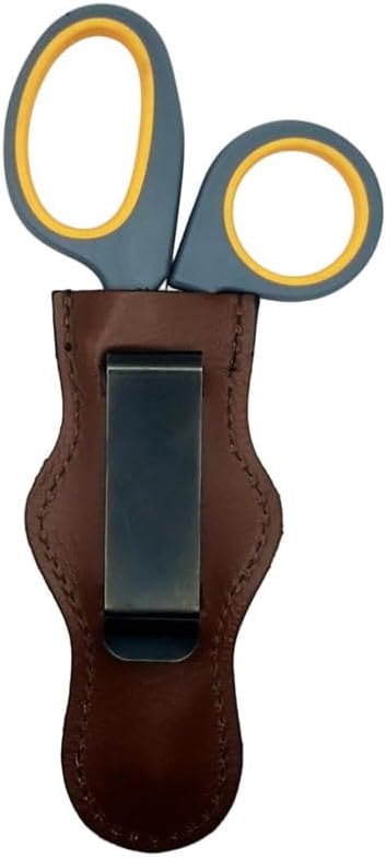 Custom Personalized BATCLIP SHEARS ??Handmade Leather EMT Shears Holster | Custom Engraved | Belt or Vest Clip | Left or Right-Handed | Titanium Shears Included | Made in Maine (Brown)