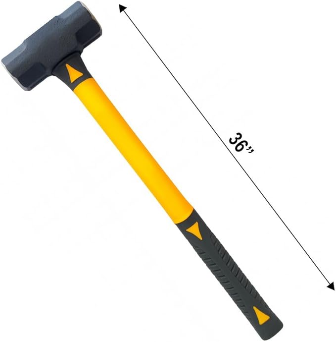 8 Pound Sledge Drilling/Crack Hammer Fiberglass Handle Powder Coated With Polished face Heavy Duty Metalworking Tools for Automotive, Industrial, and Construction E-2257