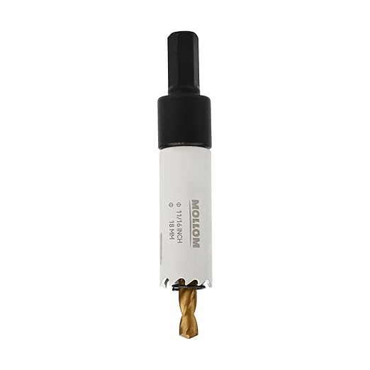 Mollom (18mm | 11/16") HSS M42 with 8% Cobalt BI-Metal Hole Saw with 2 Pilot Drill Bits & Arbor Smooth Cutting for PVC,Drywall,Wood,Plastic,Gypsum Board,Rubber