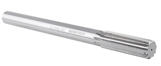 Accusize Industrial Tools 7/8'' H.S.S. Straight Shank Straight Flute Chucking Reamer, Flute Length 2-5/8'', Oal 10'', Right Hand, 8 Flute, 5015-0245