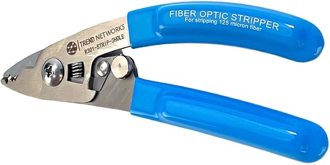 Precision 3-Hole Fiber Optic Stripper | Multi-Diameter Pliers for 250쨉m, 900쨉m, & 2mm/3mm Fiber Cable Jackets & Coatings