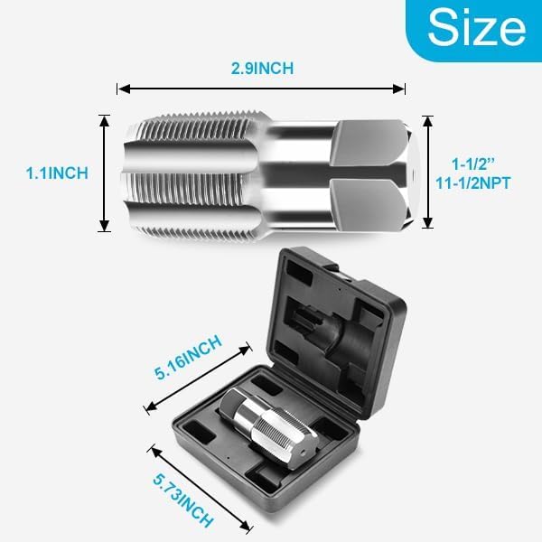 1-1/2 Carbon Steel NPT Tap, 1-1/2 NPT Pipe Tap for Accurate Threads, Assorted Plumbers Mechanics DIY Thread Cutting Tools