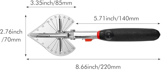 Multi Angle Miter Shear Cutter, Adjustable at 45 to 135 Degree Angle Scissors Hand Tools for Cutting Soft Wood, Plastic, PVC and More, with Replacement Blades(black)