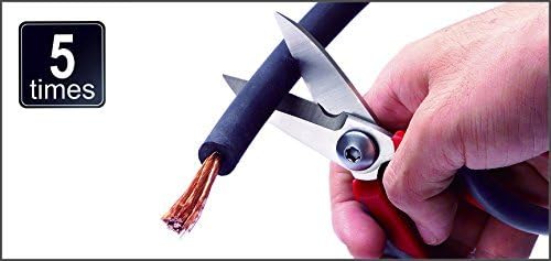 Ascend Tools Multipurpose Electrician's Shears 5-1/2 inch - High Carbon Steel Serrated Blade, Cut/Strip Electrical Wire, Wire Cutting Notch, Crimp Terminals, Clean/file Electrical Boxes