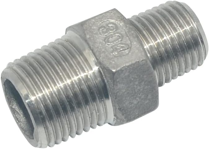 3/8" x 1/4" Male Threaded Reducing Nipple Fitting/Adapter,Stainless Steel SS304 NPT Pipe Hex Reducer