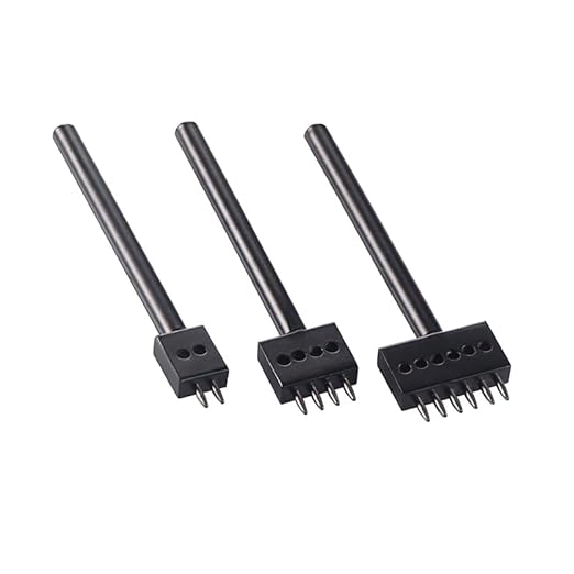 Leather Round Hole Punching Tool 3pcs Prong Punch Tool Set with 2/4/6 Prong Options for Precise Round Hole Punching DIY Leather Craft (5MM)