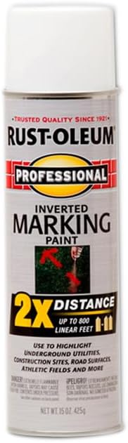 Rust-Oleum 266593 Professional 2X Distance Inverted Marking Spray Paint, 15 oz, White