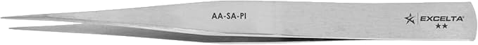 Excelta Straight Medium Point Tweezers, Anti-Magnetic Stainless Steel, Ideal for General Purpose Use, 5??Length, Intermediate