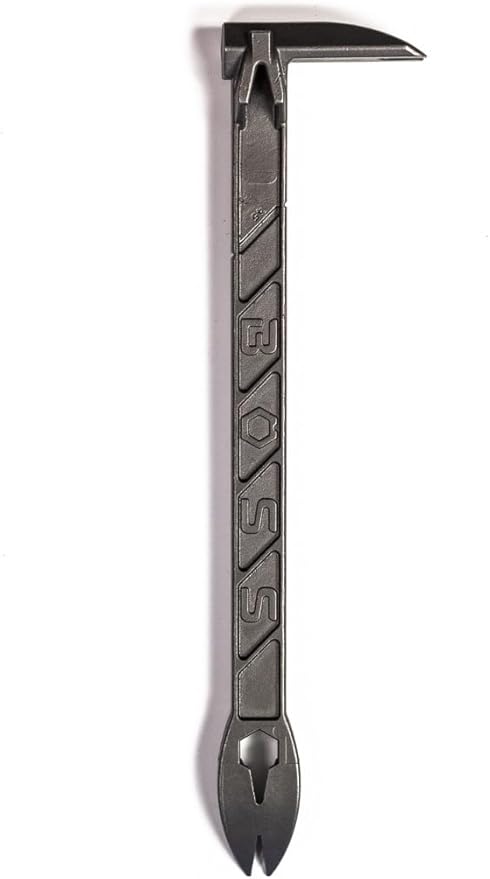 Boss Hammer 11-5/8" Boss Paw - Construction-Grade Steel Cats Paw Nail Puller with 4 Points of Pull, 13mm Hex Wrench & Striking Face - Heavy-Duty for Framing & Demo Work - Made in USA - BPST11