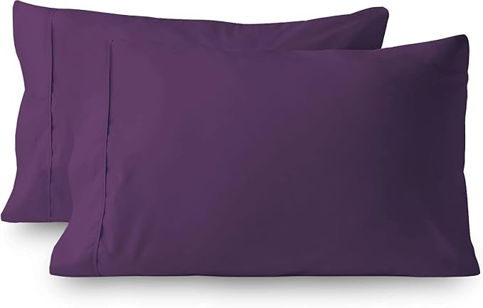 2Pcs Pillowcase 800 Thread Count 100% Egyptian Cotton Pillows for Sleeping, Soft & Silky Sateen Weave Bed Pillow Cover Long-Staple Standard Pillowcase Set of 2 Size (20"x40") - Plum Solid
