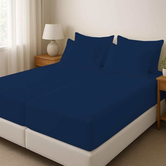 Split California King Sheets for Adjustable Beds 5-Piece Split California King Sheet Set, 800 Thread Count 100% Egyptian Cotton,21" Deep Pocket Adjustable Bed Sheets, Navy Blue Solid