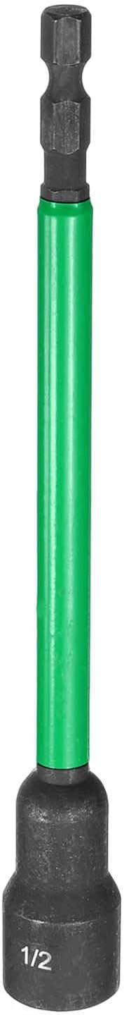 HARFINGTON Nut Driver Drill Bit 1/2 Inch SAE Socket 1/4" Hex Shank 6" (150mm) Extra Long Magnetic 6-Point Sockets Quick Change CR-V Steel Bolt Setters for Power Drill Drivers