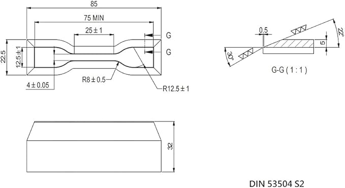 Dumbbell and Straight Section Shape Cutter for ASTM/ISO/JIS Standards for Rubber Specimen Test utilizing Tensile Testing Machine Made by Wire-Cut EDM and Quenching (DIN 53504 S2)