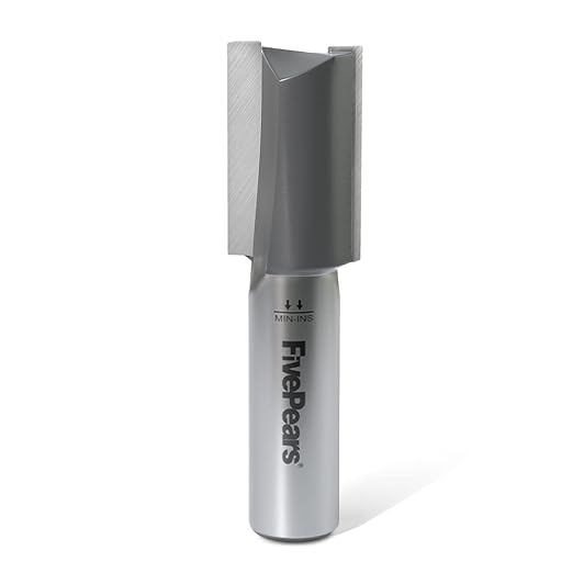 FivePears Straight Router Bits 1/2 Inch Shank Double Flute, 23/32 Inch Cutting Diameter, 1-1/4 Inch Cutting Length, Used for Create Groove, Dado or Hollow