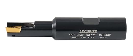 Accusize Industrial Tools 1/2'' 90 Deg Square Shoulder Indexable End Mill with Carbide Apkt11T3 Inserts, 0056-0913
