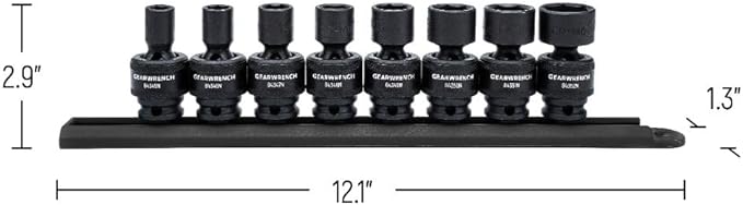 GEARWRENCH 8 Pc. 3/8" Drive 6 Pt. Standard Universal Impact Socket Set, SAE - 84917N