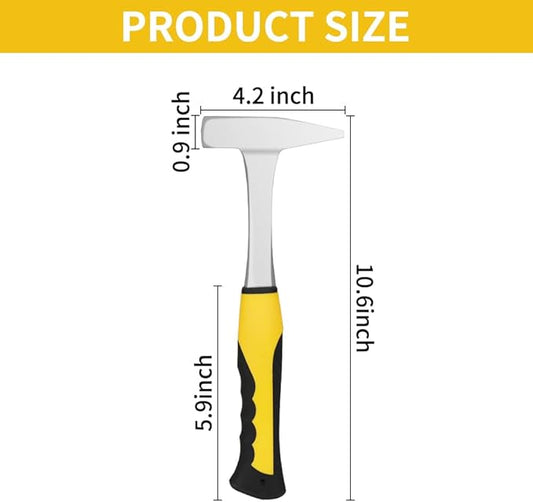 Sheet Metal Hammer – 14oz Tinsmith hammer with Integral Forging – for HVAC, Pipe Work, Sheet Metal, Square/Shaping/Tinning Hammer (400, Yellow1)