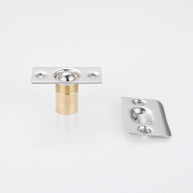 JQK Closet Ball Catch Door Hardware, Stainless Steel Catch Adjustable with Strike Plate, Chrome Finish 4 Pack, HBC100-CH-P4