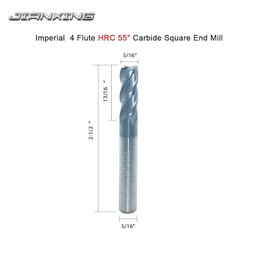 Carbide Square End Mill for Alloy Steels/Hardened Steels, 5/16" End Mill Bits, 4 Flute HRC 55 Deg AlTiN Coating, CNC Router Bits (4 Pcs)