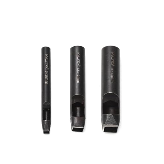 WUTA Square Leather Hole Punch,3PCS Steel Hollow Punch Tool Set for Belt,Watch Band,Leather Crafting (6mm+12mm+15mm)