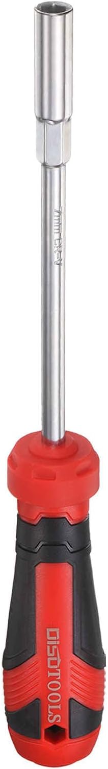 HARFINGTON Metric Nut Driver 7mm CR-V Non-Magnetic Tip Hollow Shafts Hex Socket Screwdriver with Anti-Slip Handle for Automobile Repair Bit Driver