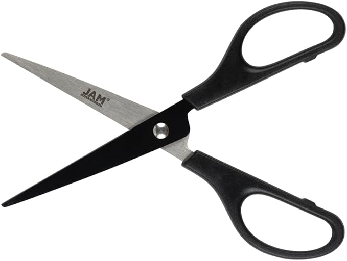 JAM PAPER Multi Purpose Scissors Set - Black - Assorted Sizes - Ergonomic Handle & Stainless Steel Pointed Tip Blades - 3/Pack