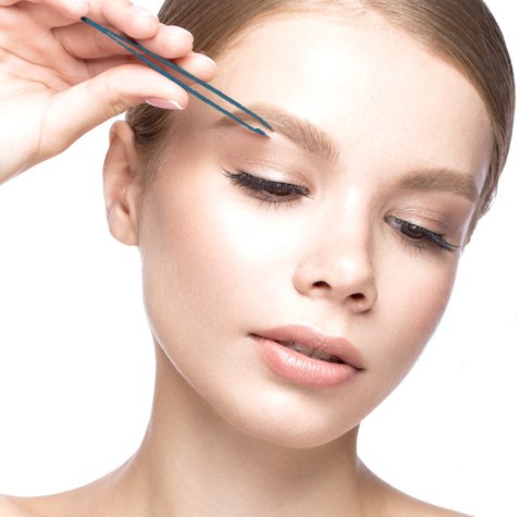 Cliganic Professional Eyebrow Tweezers Slant Tip (Blue) - Precision for Men & Women, Stainless Steel Best for Plucking Chin Facial Hair