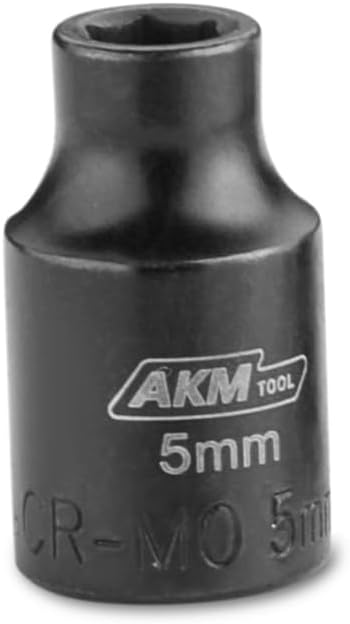 1/4 Inch Drive 5mm Magnetic Impact Socket Set, 1 PCS Metric, 6 Point, Cr-Mo, Square Drive, Magnetic Socket