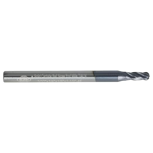 CME 10 pcs Micrograin Carbide End Mills, Ball Nose, TiAlN Coated, 3/32" Mill Diameter, 1/4" Length of Cut, 1 1/2" Overall Length, 4 Flute, Center Cutting