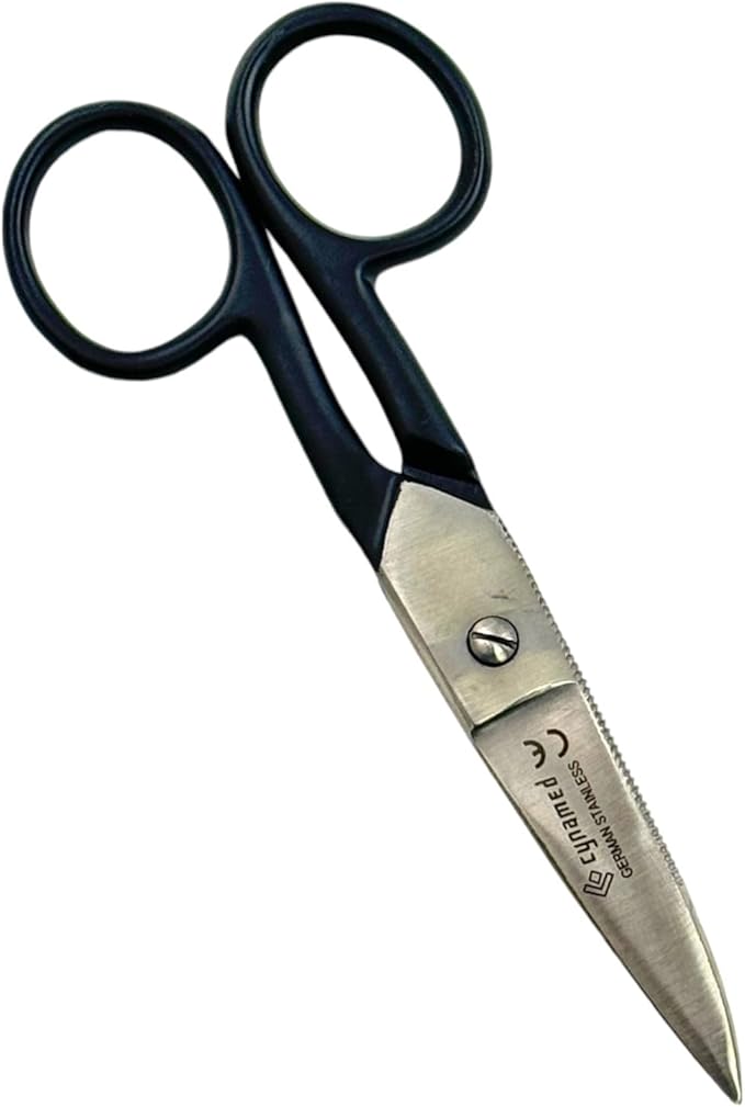 Electrical Wire Cutting and Stripping Scissors 5.25" Length | Electrician Electrical Repair Scissors | German Stainless Steel (Set of 2 - Black + Silver)