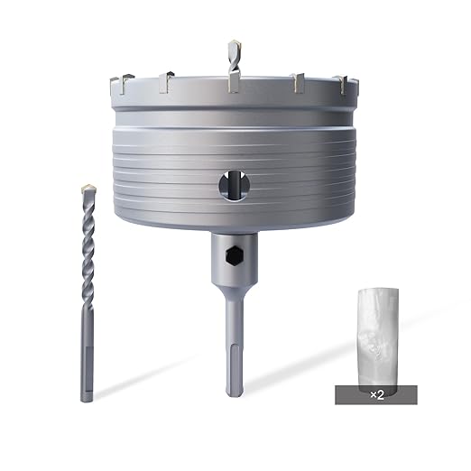 GSTK 130mm(5-3/8") Concrete Hole Saw Kit with SDS Plus Shank, Gift with 5pcs Dust Catcher, Hole Saw Cutter for Brick|Concrete| Cement |Stone.