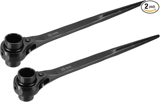 uxcell 19 x 22mm 12-Point Scaffold Podger Ratchet Spanner Ratcheting Socket Wrench Tool (Black) 2pcs