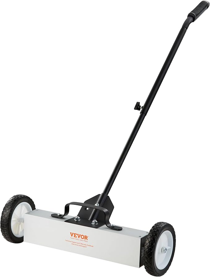 VEVOR 45Lbs Rolling Magnetic Sweeper with Wheels, 18-inch Large Magnet Pickup Lawn Sweeper, Push-Type Magnetic Pick Up Sweeper, Magnet with Telescoping Handle, Easy Cleanup of Workshop Yard Garage