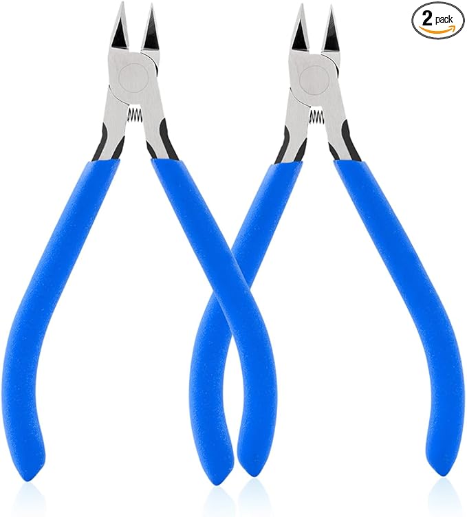 Wire Cutters, 5" Electronic Needle Flush Cutters, Ultra-Sharp Crafts Diagonal Cutters Pliers, Wire Snips Side Cutters for Circuit Board, Plastic, Soft Copper Wire, Floral(2 Pack)