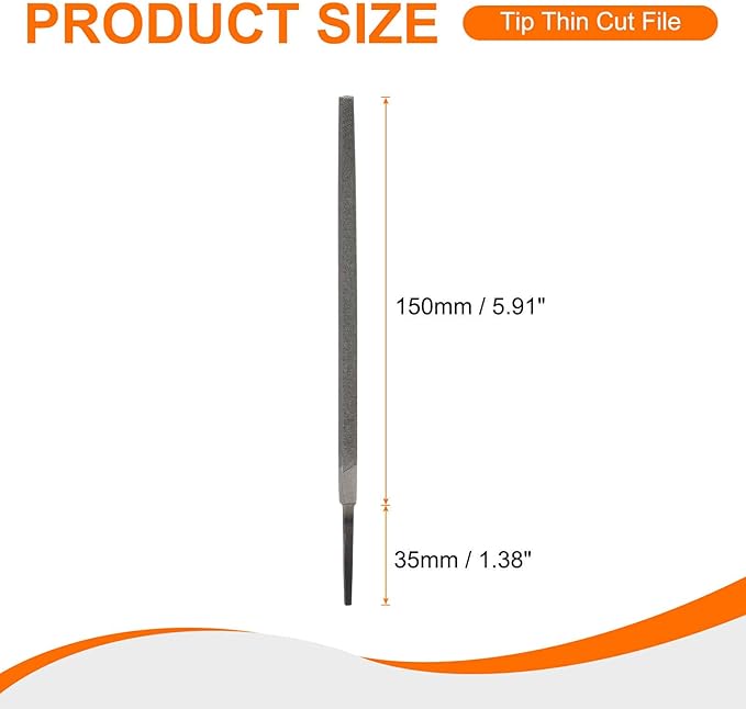 HARFINGTON 6" Square Fine Cut File Double Cut Teeth Fine Metal File High Carbon Steel T12 without Handle for Metal Wood Finishing Roughing Shaping, Grey