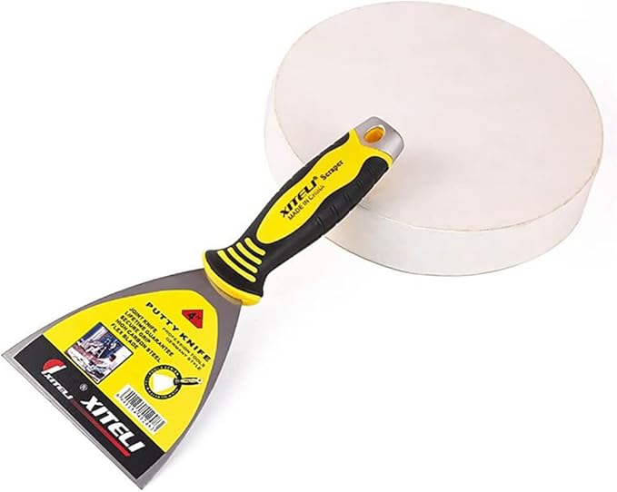 6-Pack 4" Putty Scraper, Putty Knives with Plastic Ergonomic Handle for Taping Paint Wall Floor Tile, Metal Spackle Tools Knife,Remover for Wood, Wallpaper Scraper (4")