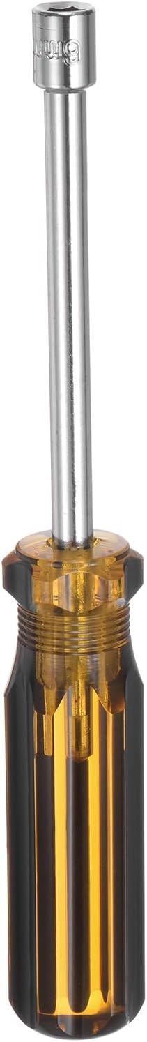 HARFINGTON Metric Hex Nut Screwdriver 6mm Carbon Steel Ergonomic PVC Grip Non-Magnetic Socket Wrench Screwdriver Hand Tool for Automotive Maintenance Home Improvement.