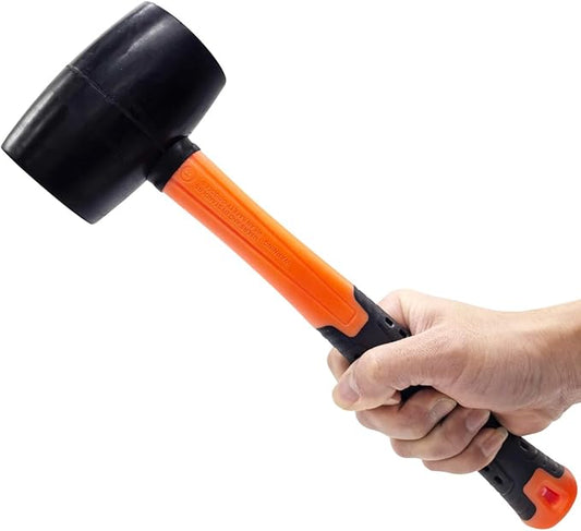 16 oz Rubber Mallet Hammer, Fiberglass Handle Rubber Floor Tile Installation Hammer, Soft blow and No Harm