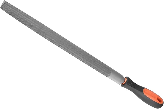 Half Round File, | 12 Inch File Length |, High Carbon Steel Medium Double Cut File Hand Rasp with Anti-Slip Grip Handle - (Applications: for Shaping Metal Wood Plastic), 1-Piece