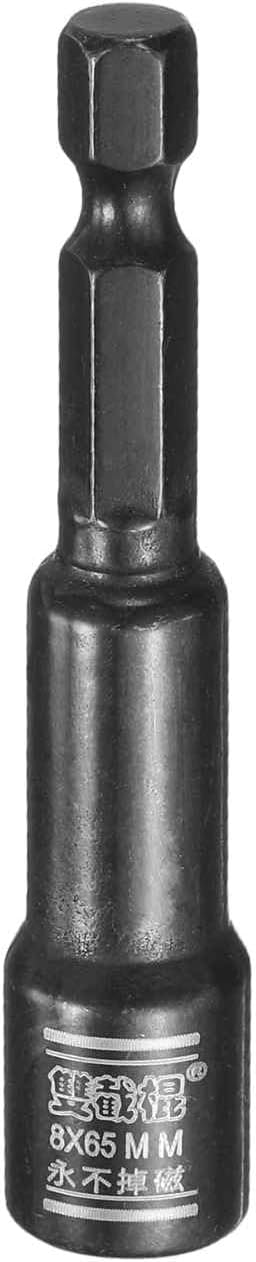 HARFINGTON Nut Driver Drill Bit 8mm Metric Socket 1/4" Hex Shank 2.6" (65mm) Long Magnetic 6-Point Sockets Quick Change CR-V Steel Bolt Setters for Power Drill Drivers