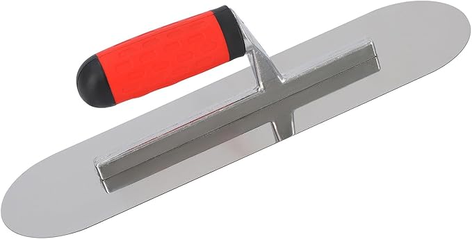 Large 16" x 4" Concrete Tools Stainless Steel Pool Trowel, Masonry Hand Tool with Soft Grip Handle, Lightweight, Plastering Trowel for Drywall Plastering, Round End (Extra Large:16"L x 4"W)